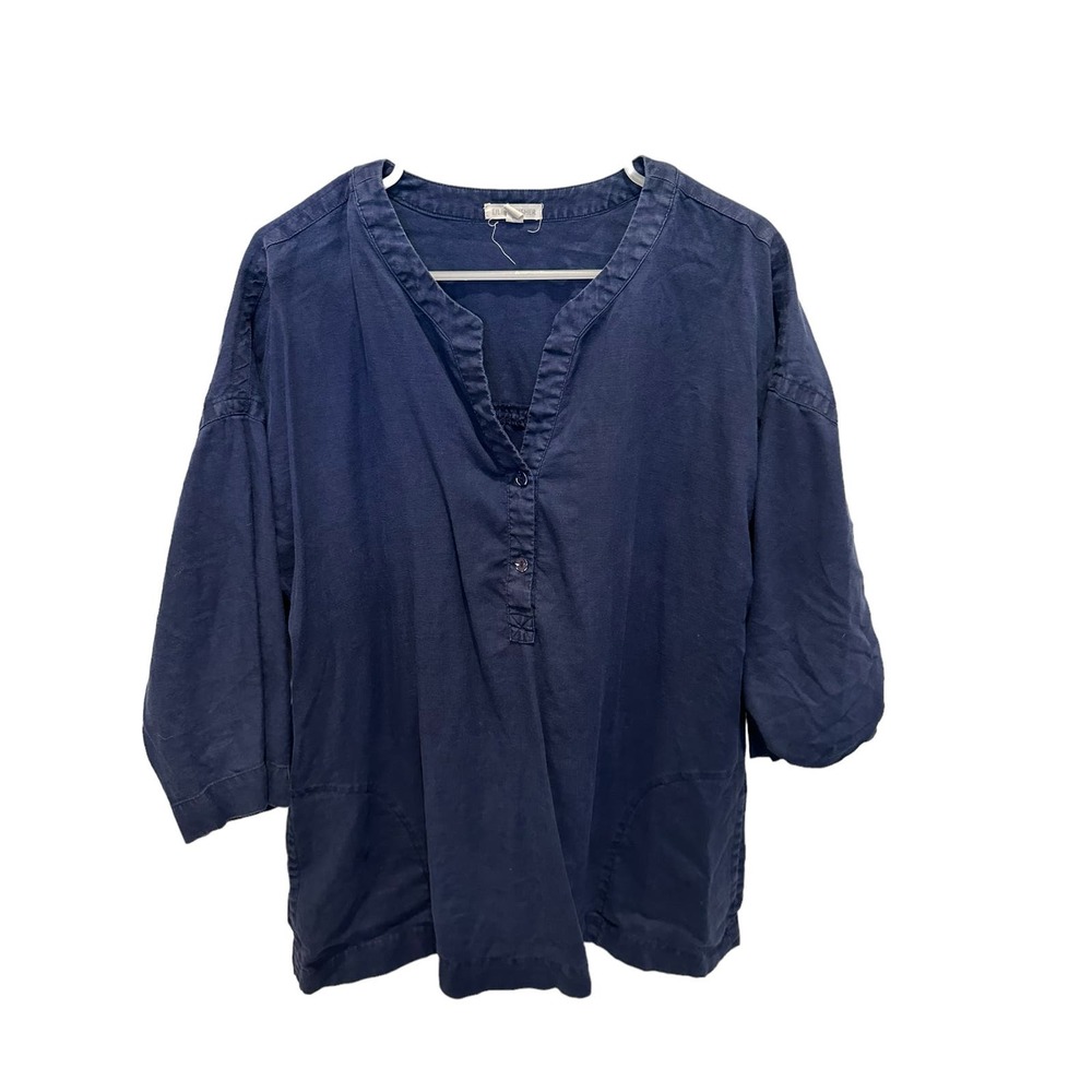 Eileen Fisher Women's Blue Linen Shirt Size Large